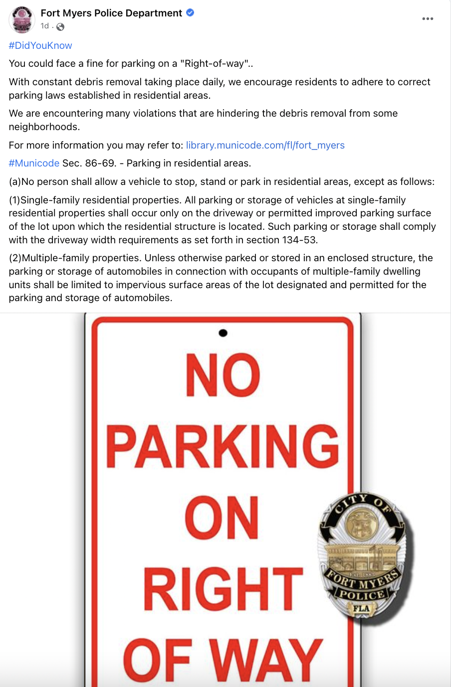 City Of Fort Myers Says Illegal Parking Delaying Debris Truck Cleanup City Of Fort Myers Says Illegal Parking Delaying Debris Truck Cleanup